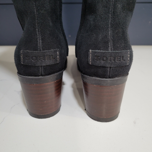 Sorel Cate Tall Boot Black Leather Suede Size 7 - Picture 4 of 11